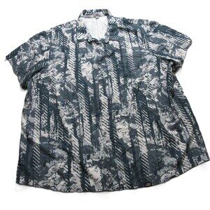 One Bone Mens Button Up Shirt 5XL Multicolored‎ Geometric Stretch Polyester